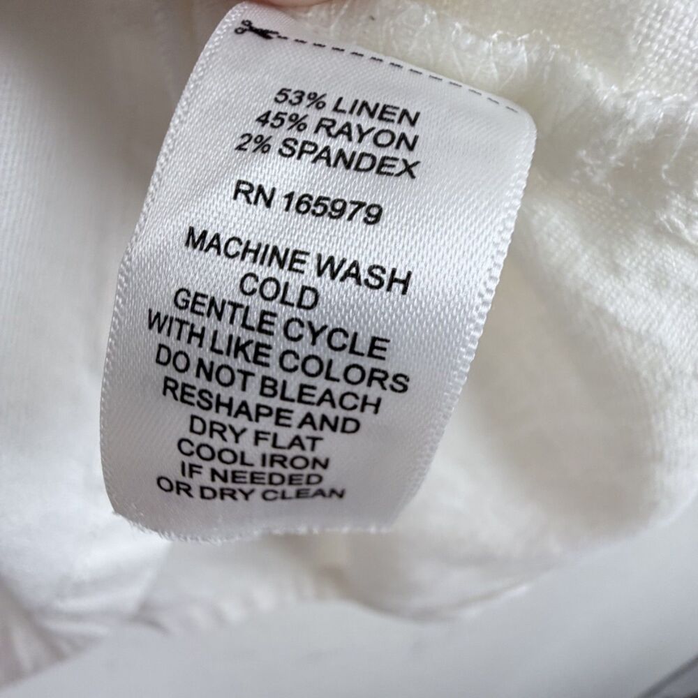 cable & gauge v neck linen blend coastal grandmother beach 1x white women's top - Picture 6 of 8
